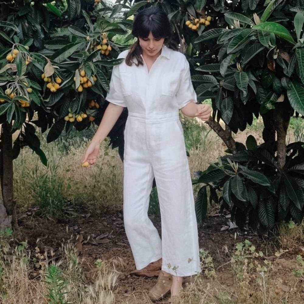 Christy Dawn White Linen The Penny Jumper Jumpsuit